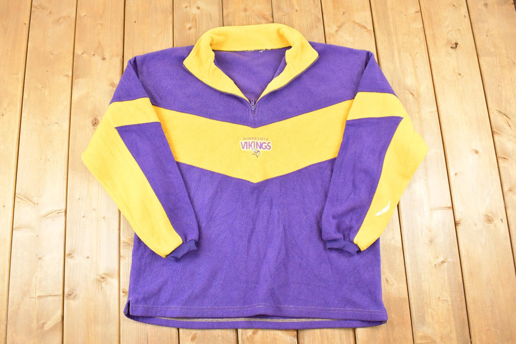 Vintage 1990s Minnesota Vikings NFL Quarter Zip Fleece Sweater Men's XL
