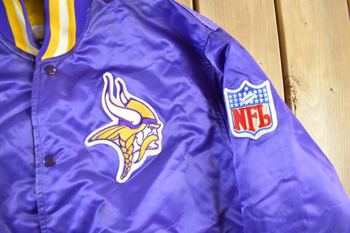 Vintage 1990s Minnesota Vikings Team Starter Pro Line NFL Satin Snap On Jacket
