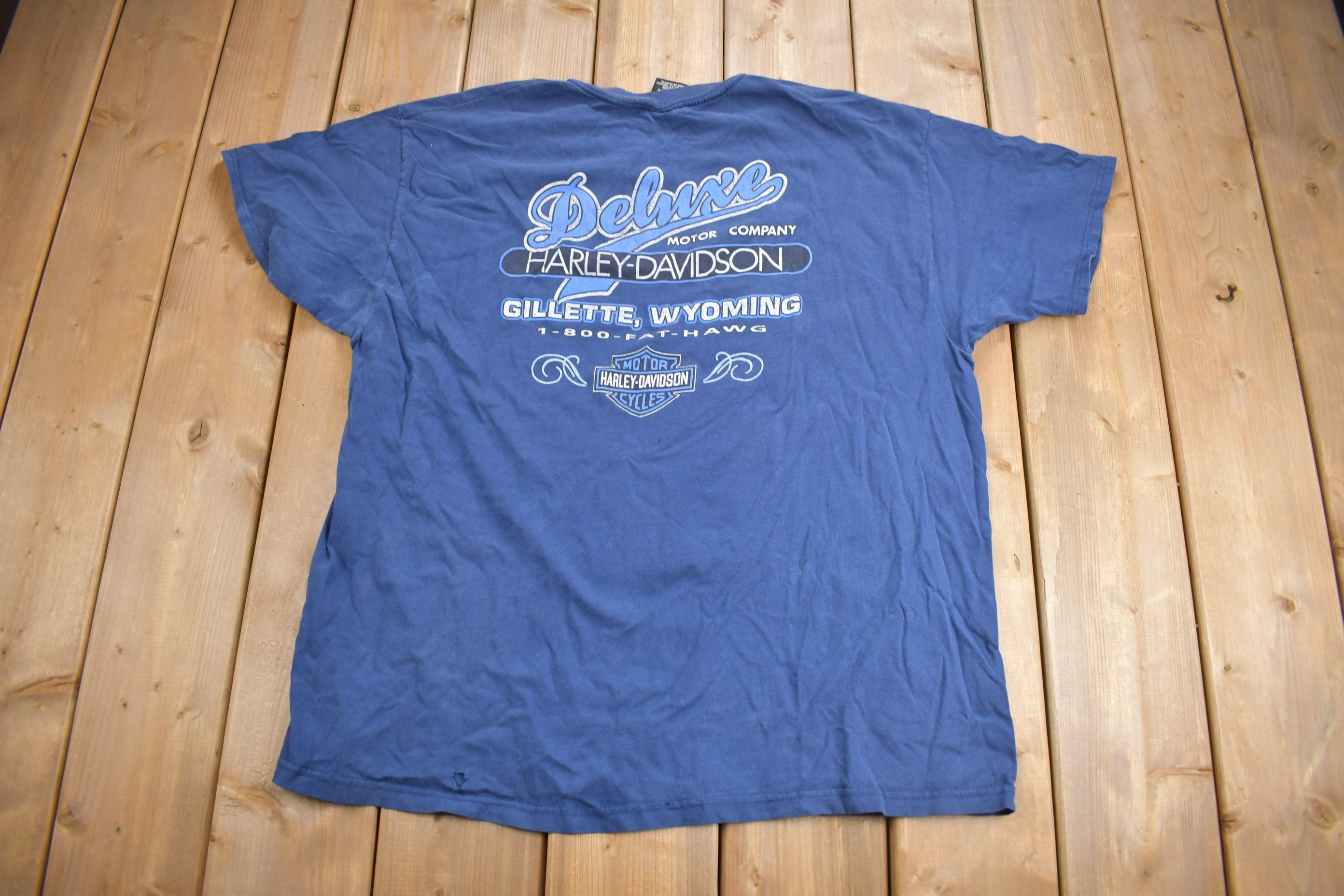 Vintage 1990s Harley Davidson Gillete Wyoming Motorcycles T-Shirt