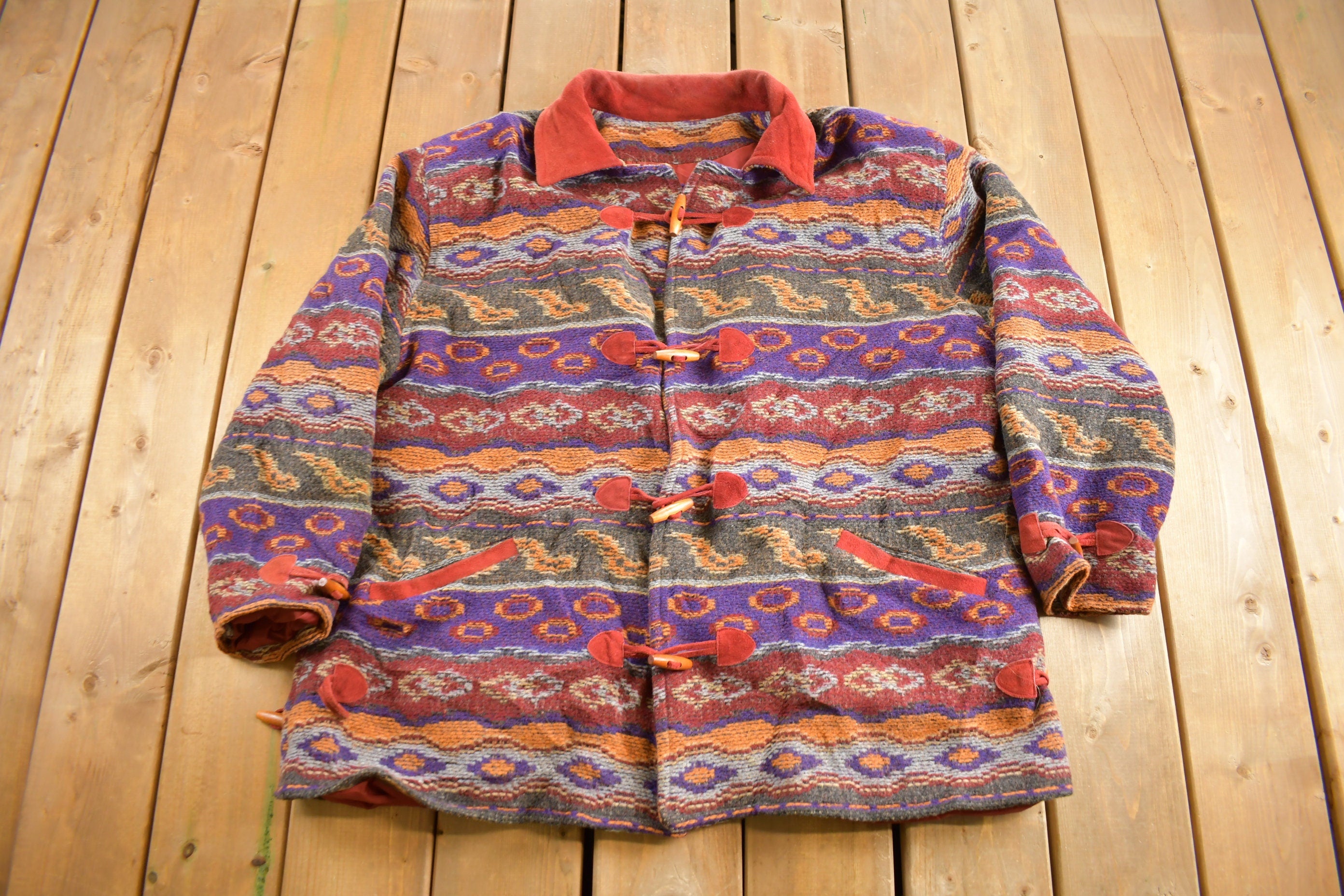 Vintage 1990s Kathryn Deene Blanket Style Hoop Jacket Jacket