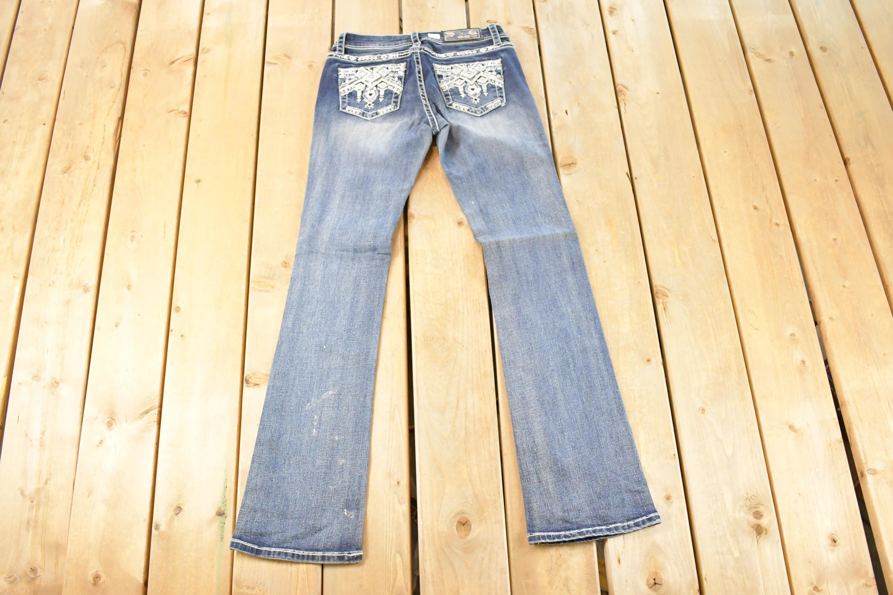 Vintage Deadstock Y2K Grace LA Bedazzled Low Rise Jeans Women's Size 27 x 32