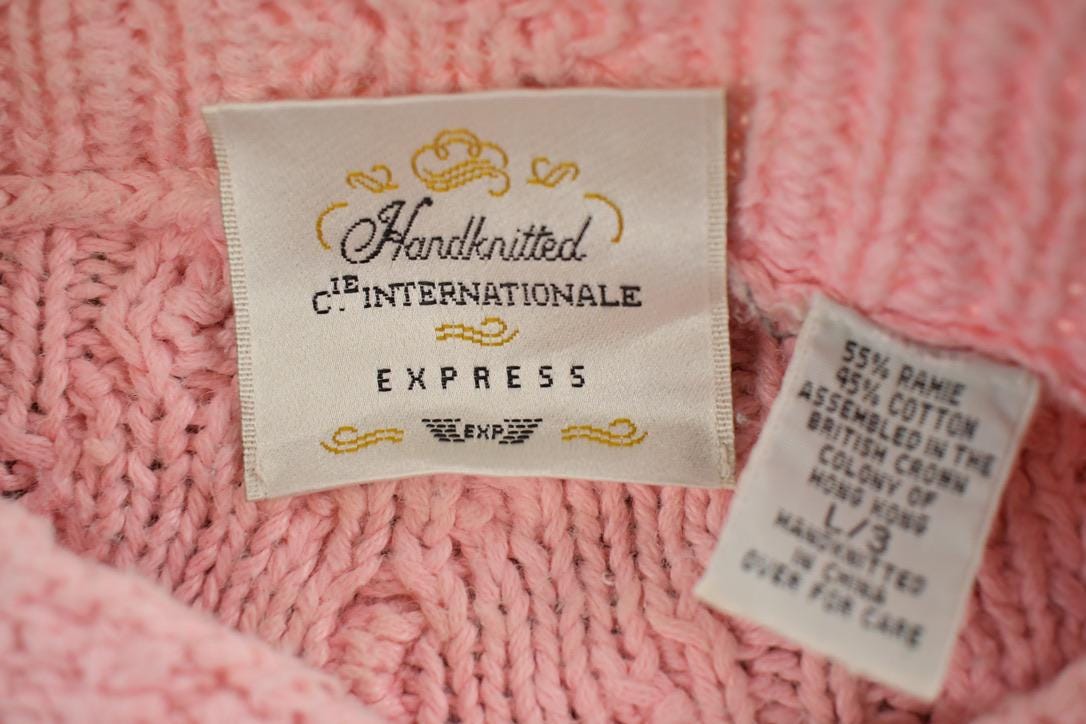 Vintage 1990s Handknit Easter 3D Colored Cable Knit Crewneck Sweater