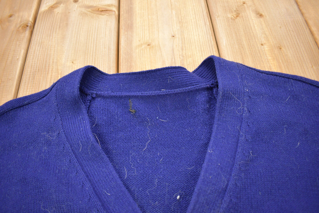 Vintage 1940s Blank Blue Knitted Cardigan Sweater