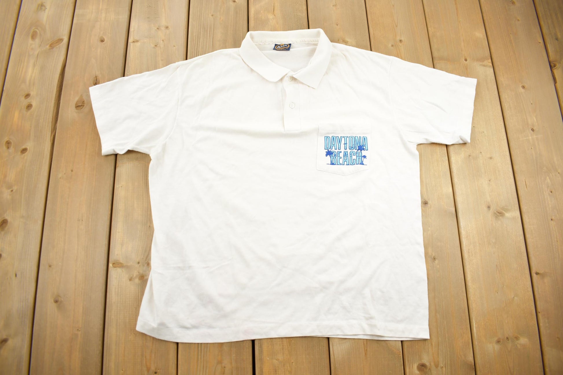 Vintage 1990s Daytona Beach Souvenir Travel Polo Shirt Made In USA / Size L / Pocket Tee