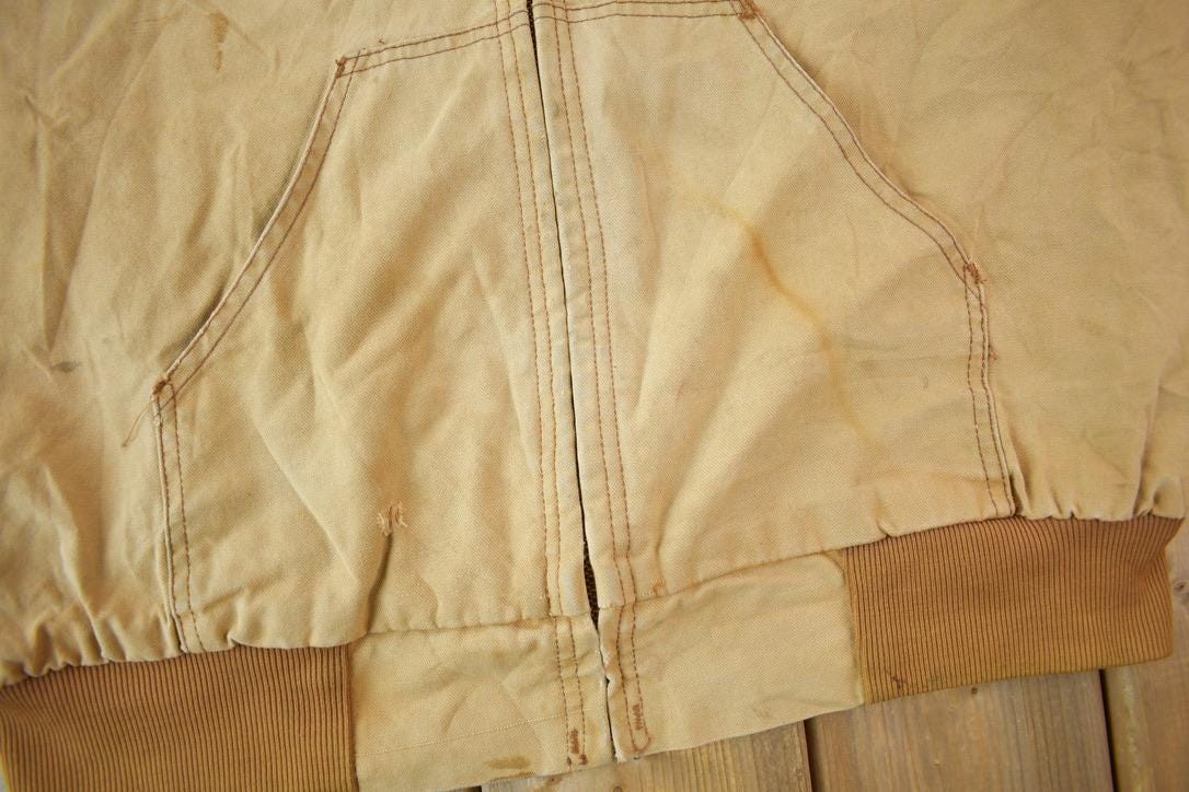 Vintage 1980s Distressed Carhartt Beige Active Jac Jacket Size X Large Made In USA