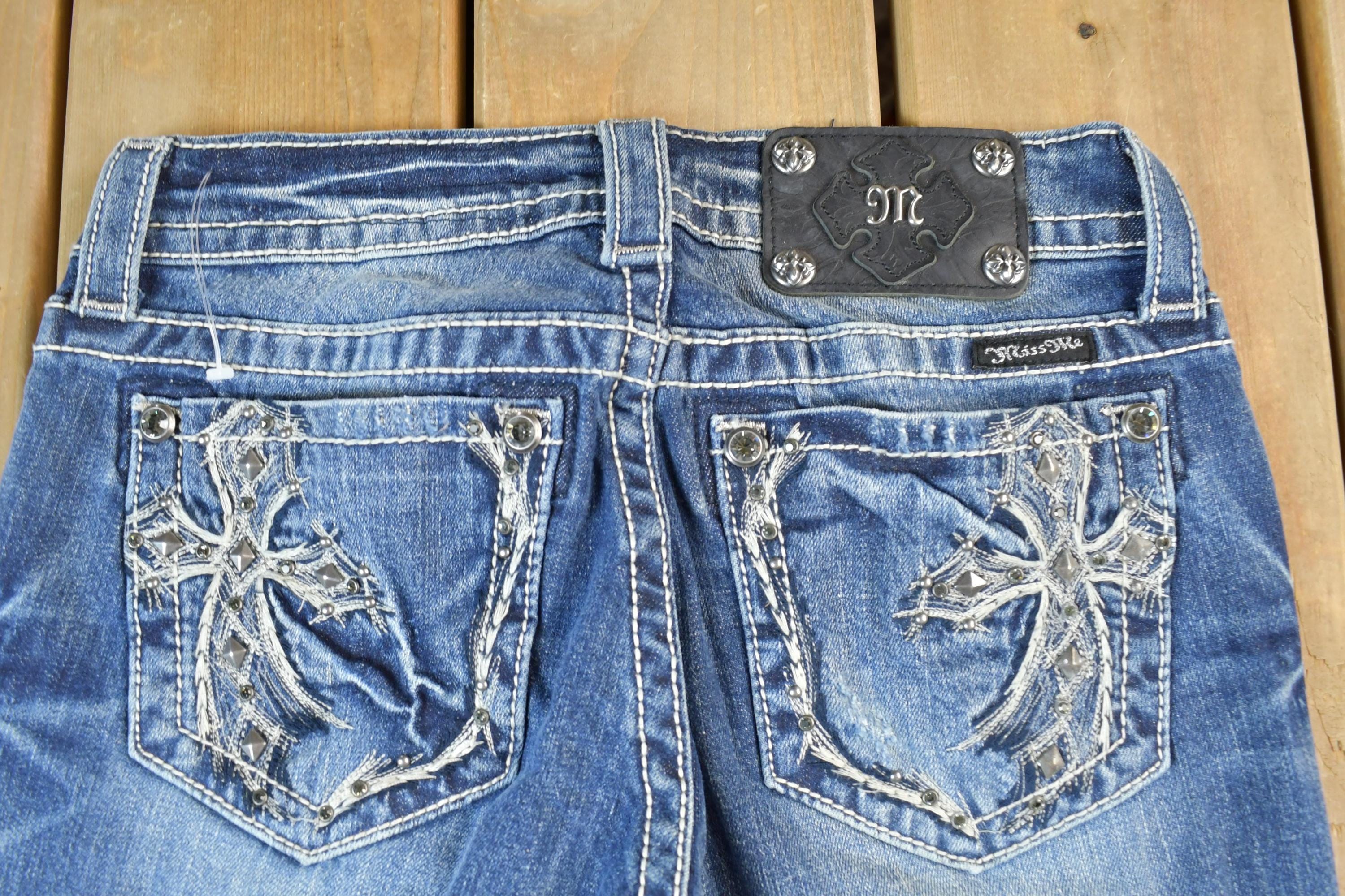 Vintage Y2K Miss Me Bedazzled Low Rise Jeans Size 26x31