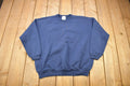 Vintage 1990s Navy Blue Blank Hanes Herway Crewneck Sweatshirt