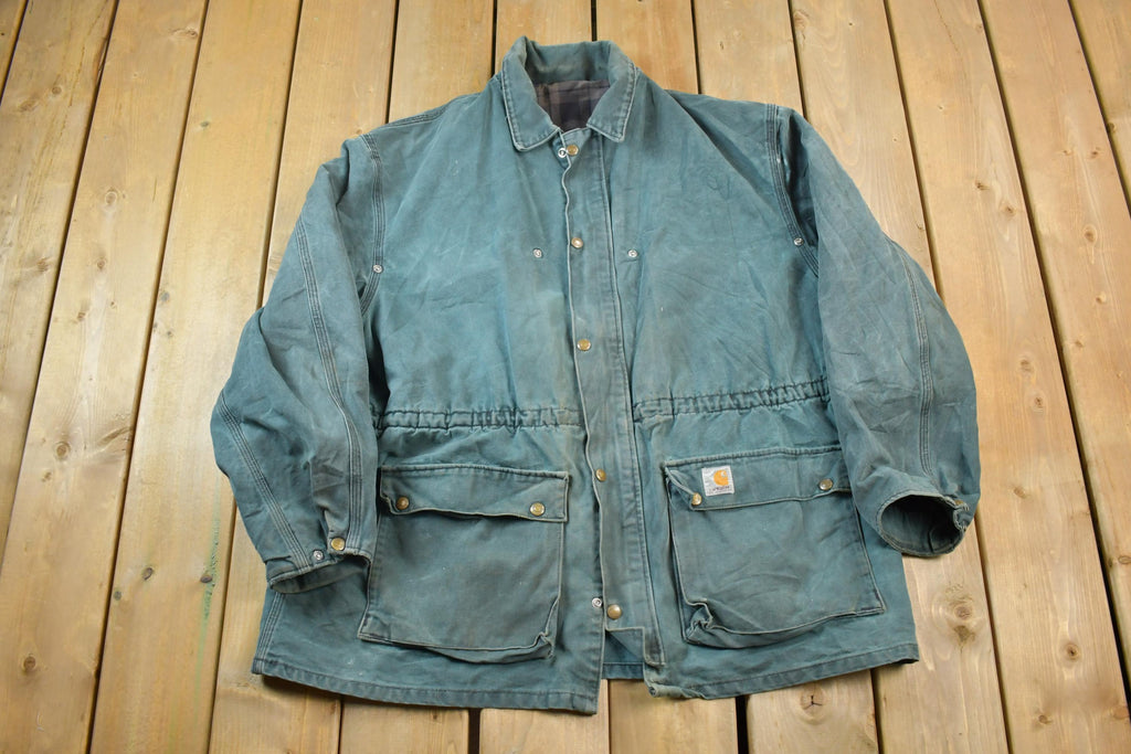 Vintage 1990s Distressed Carhartt Blanket Lined Jacket Made In USA