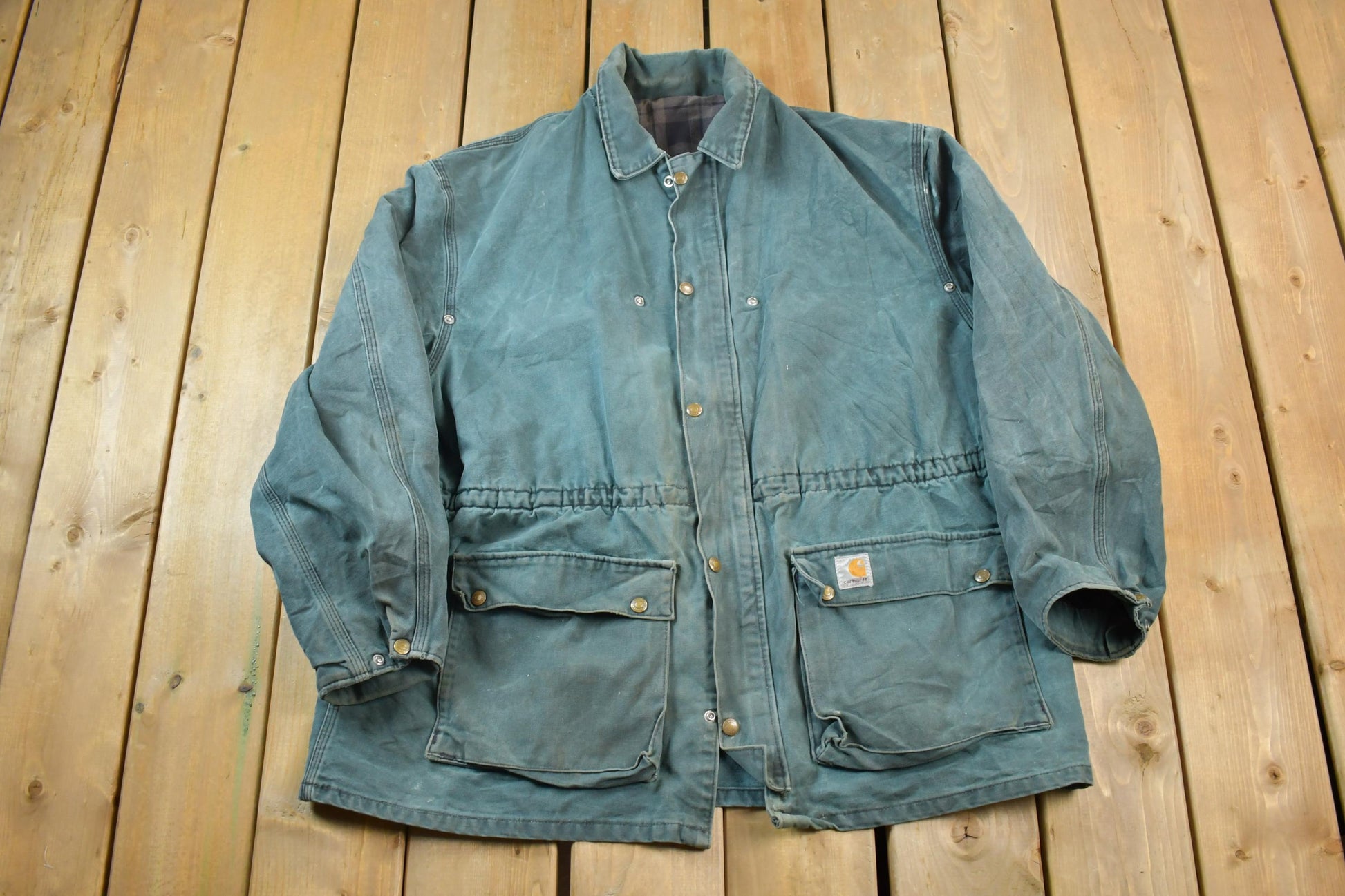 Vintage 1990s Distressed Carhartt Blanket Lined Jacket Made In USA