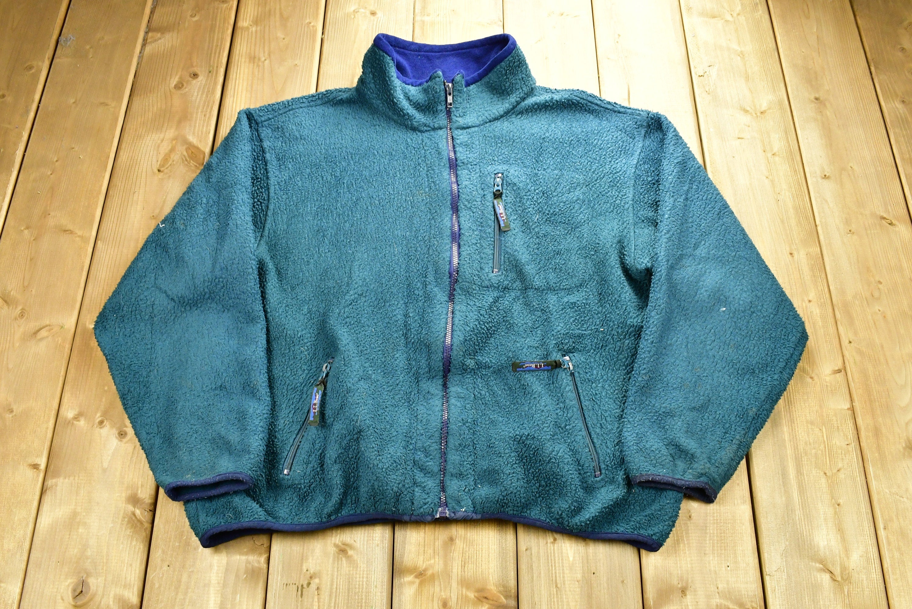 Vintage 1990s LL Bean Deep Pile Fleece Sweater Outdoorsman Full Zip