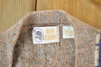 Vintage 1980s Alan Flusser 100% Wool Plaid Knit Perfect Mild Distress Cardigan Sweater Made In USA