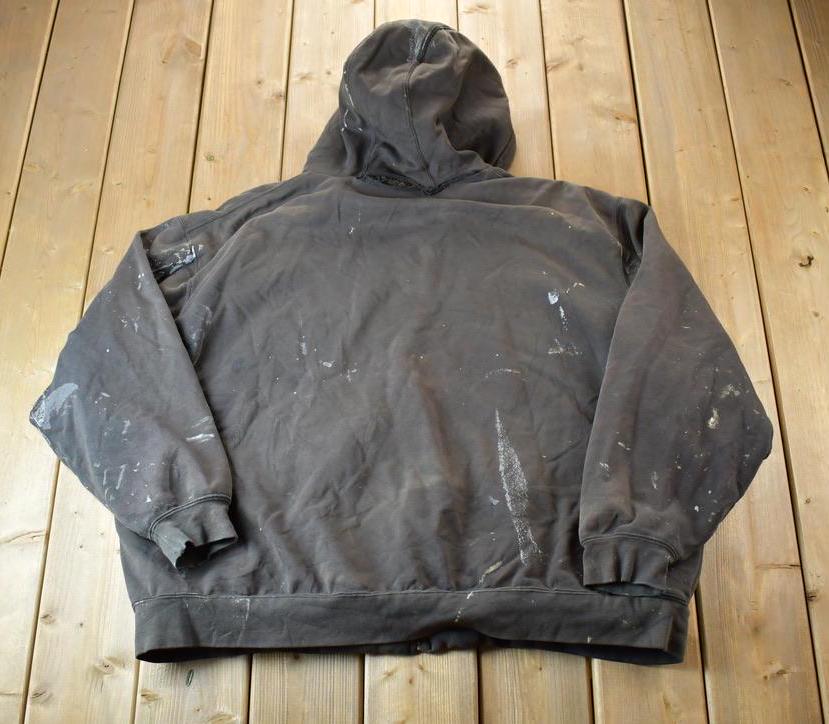 Vintage Distressed Carhartt Full Zip Fleece Lined Hoodie Sweatshirt