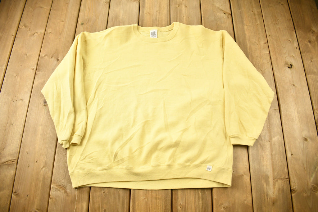 Vintage 1990s Russell Athletics Yellow Blank Crewneck Sweatshirt