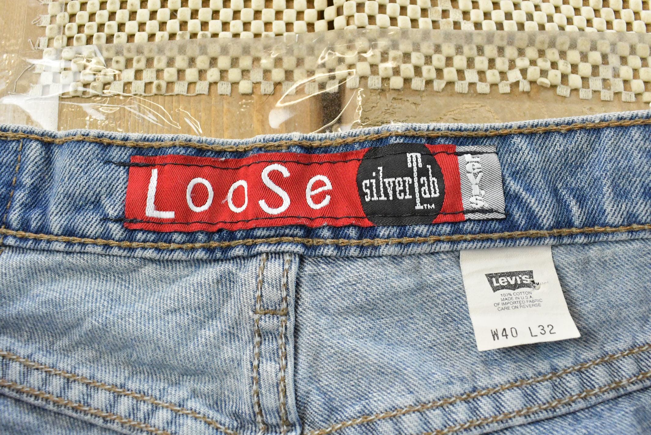Vintage 1990s Levi Silver Tab Loose Wide Leg Denim Blue Jeans Men's 37 x 32 / 90s Silvertabs / Streetwear / Baggy Jeans / Made in USA