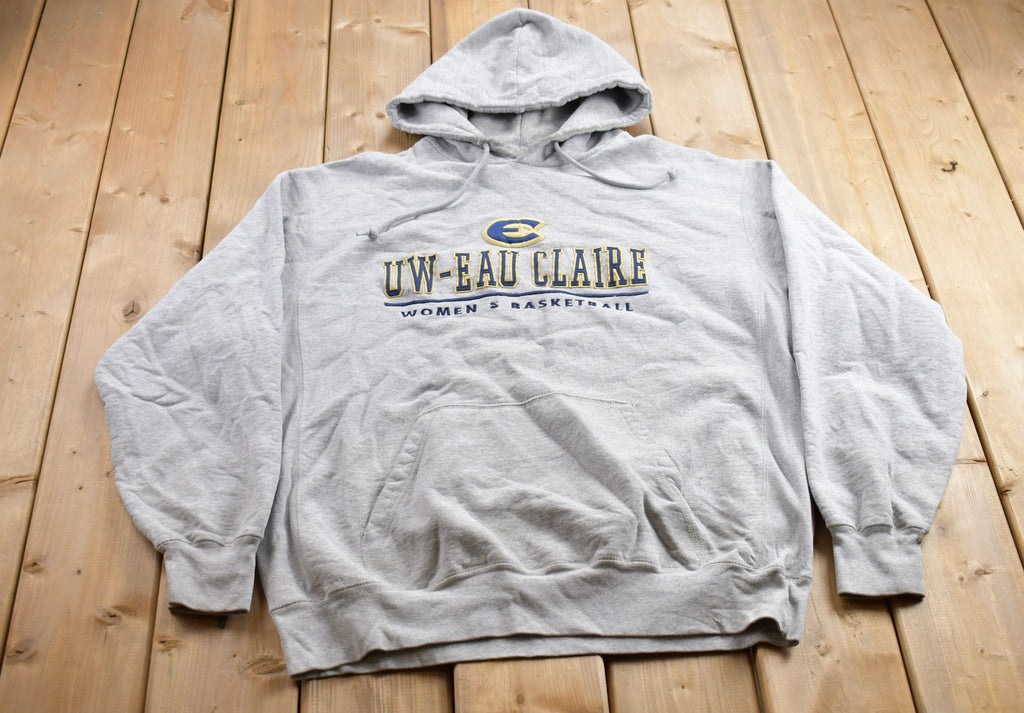 Vintage 1990s University Of Wisconsin UW-EAU Claire Collegiate Basketball Hoodie