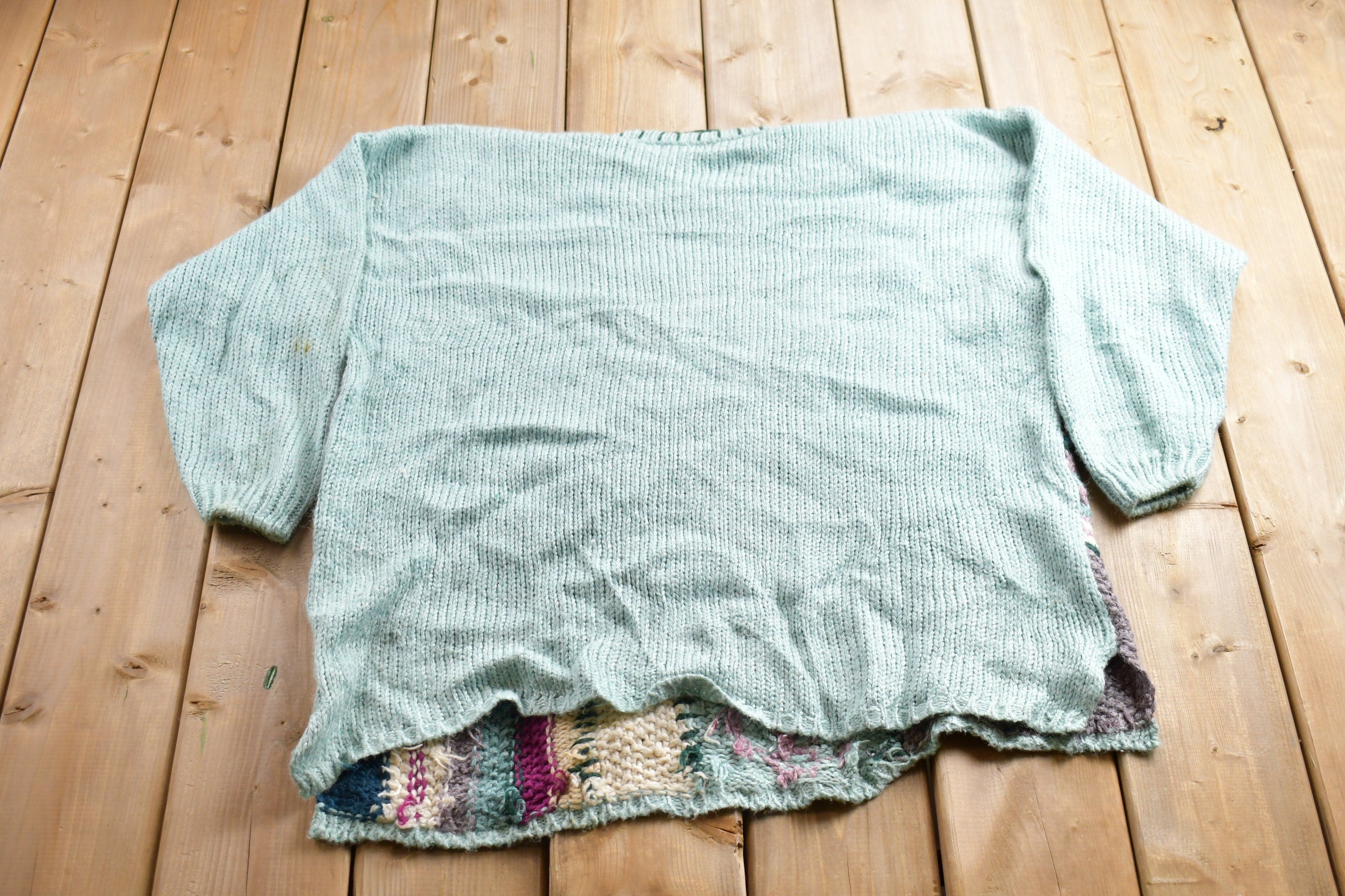 Vintage 1990s Knitted Patchwork Crewneck Sweater