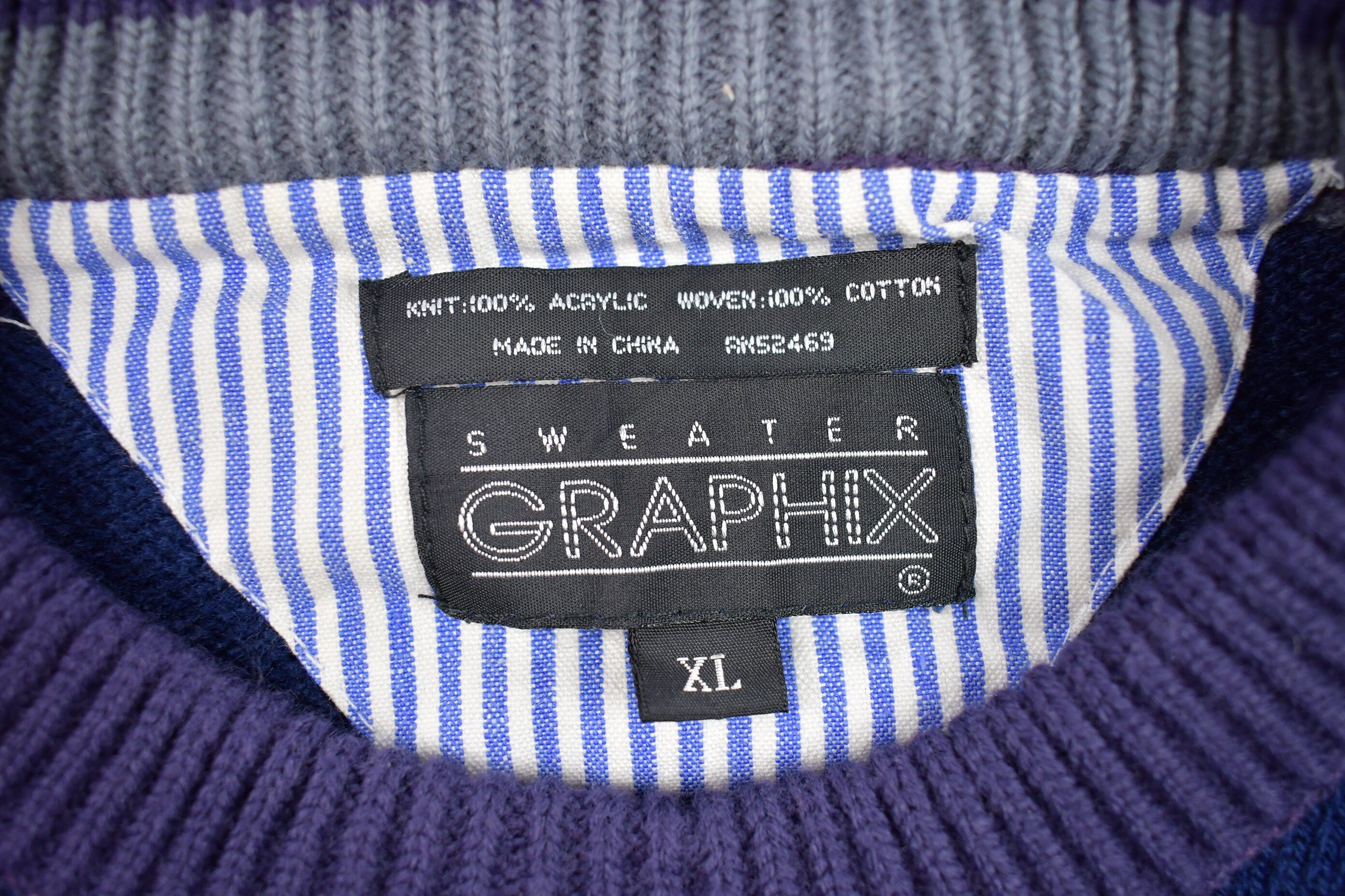 Vintage 1990s Large Stripes Knitted Crewneck Sweater