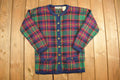 Vintage 1990s Northern Isles Plaid Knit Cardigan Sweater