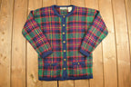 Vintage 1990s Northern Isles Plaid Knit Cardigan Sweater