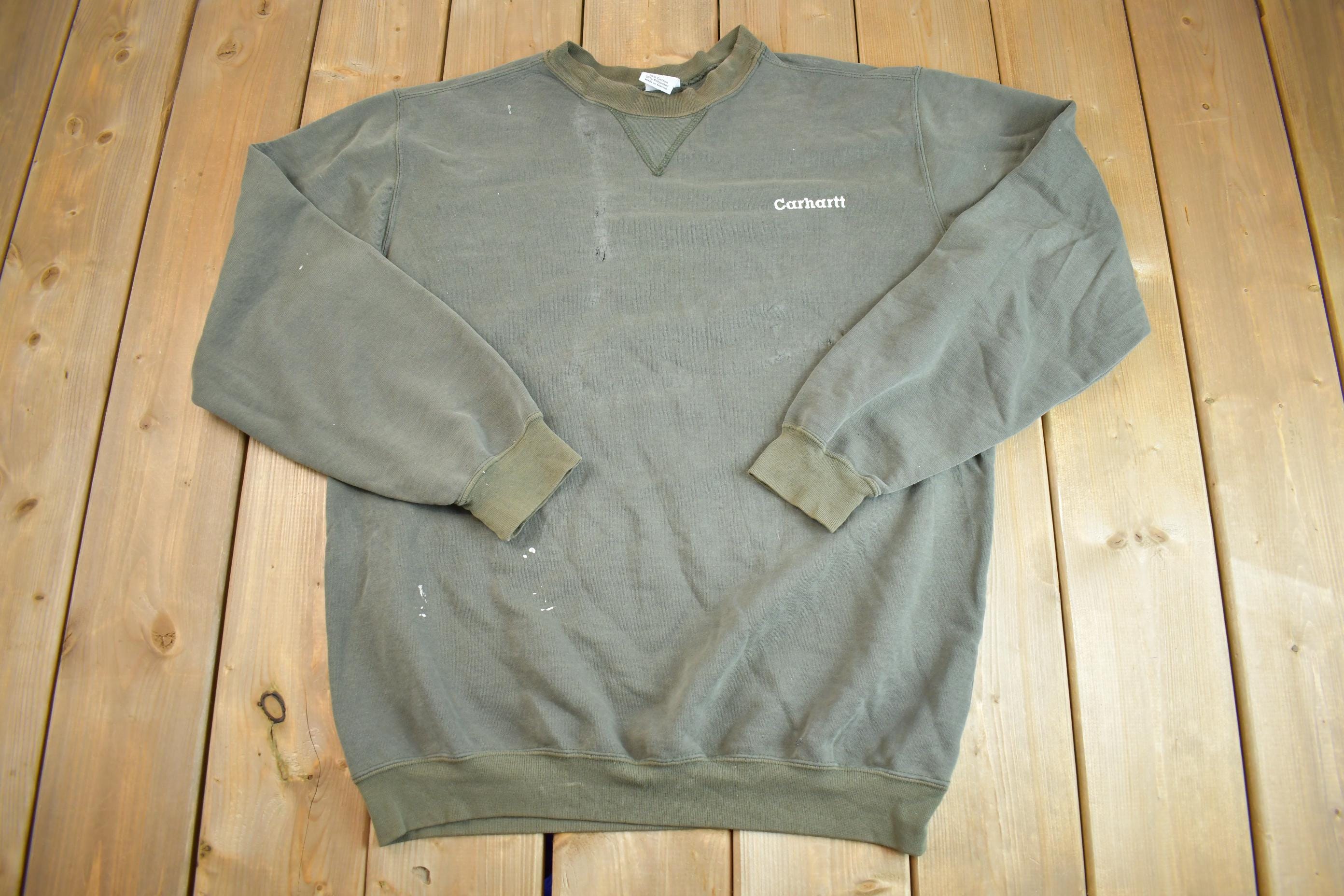 Vintage Y2K Distressed Sun-faded Carhartt Crewneck - Large