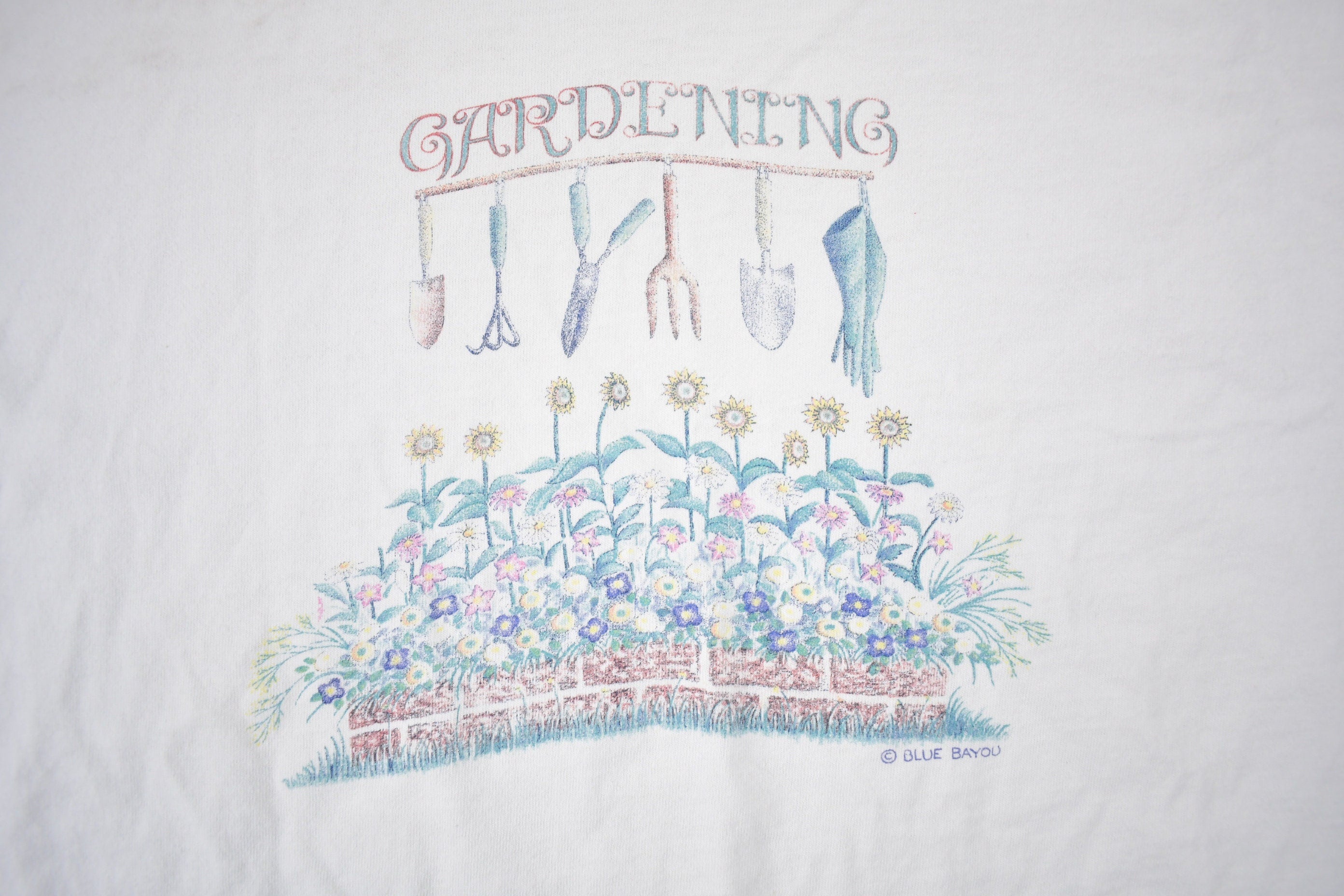 Vintage 1990s Blue Bayou Gardening Graphic T-Shirt