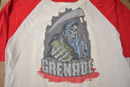 Vintage 1990s Grenade Grim Reaper Raglan Graphic T Shirt Made In USA Size XL