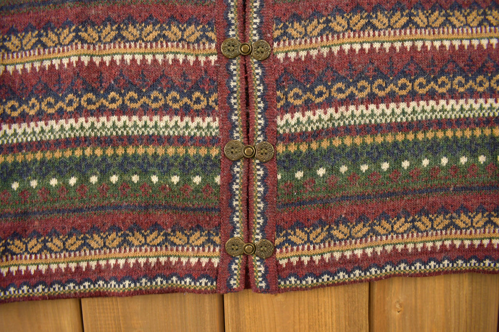 Vintage 1990s Daniel Hetcher Striped Knitted Cardigan Sweater