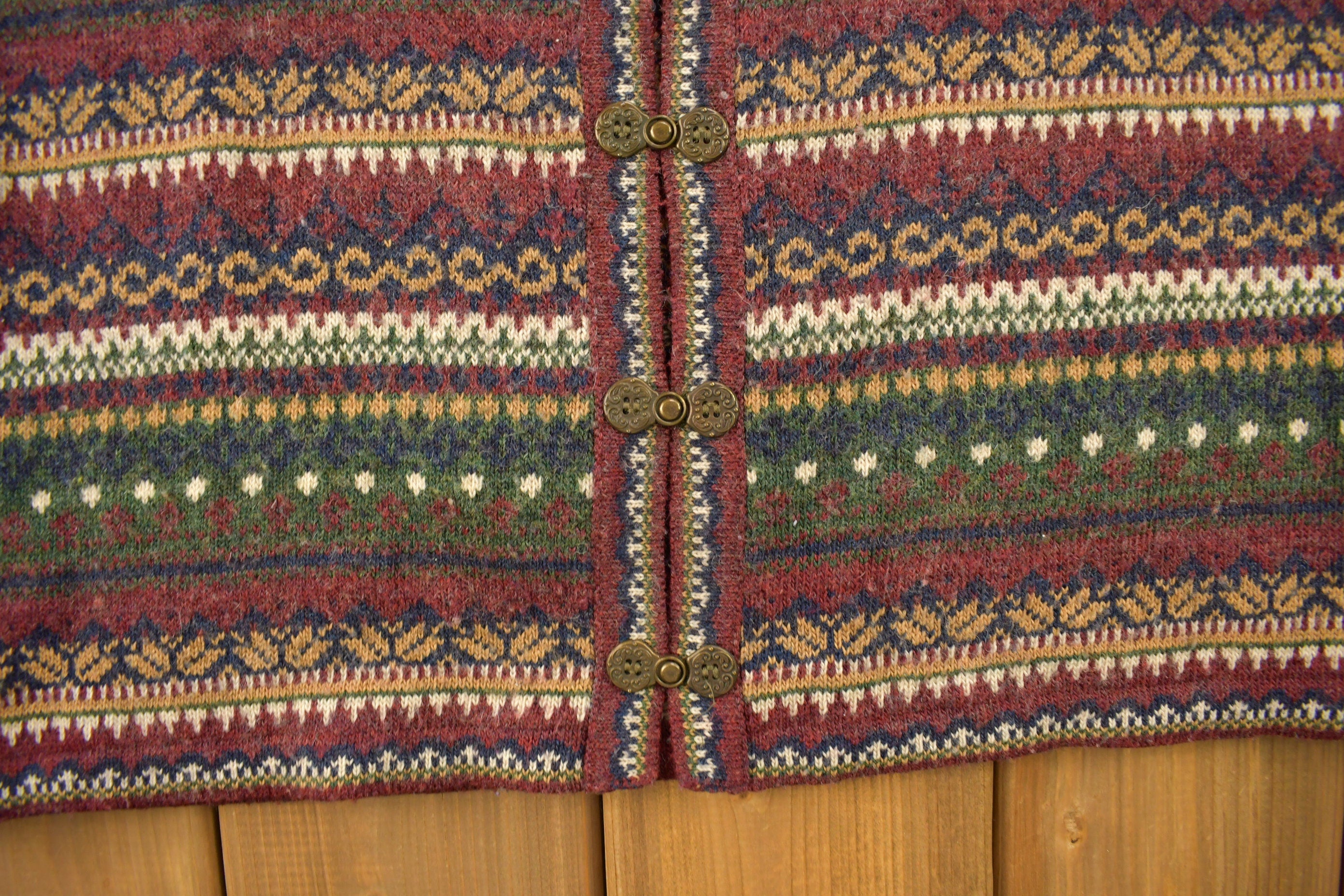 Vintage 1990s Daniel Hetcher Striped Knitted Cardigan Sweater
