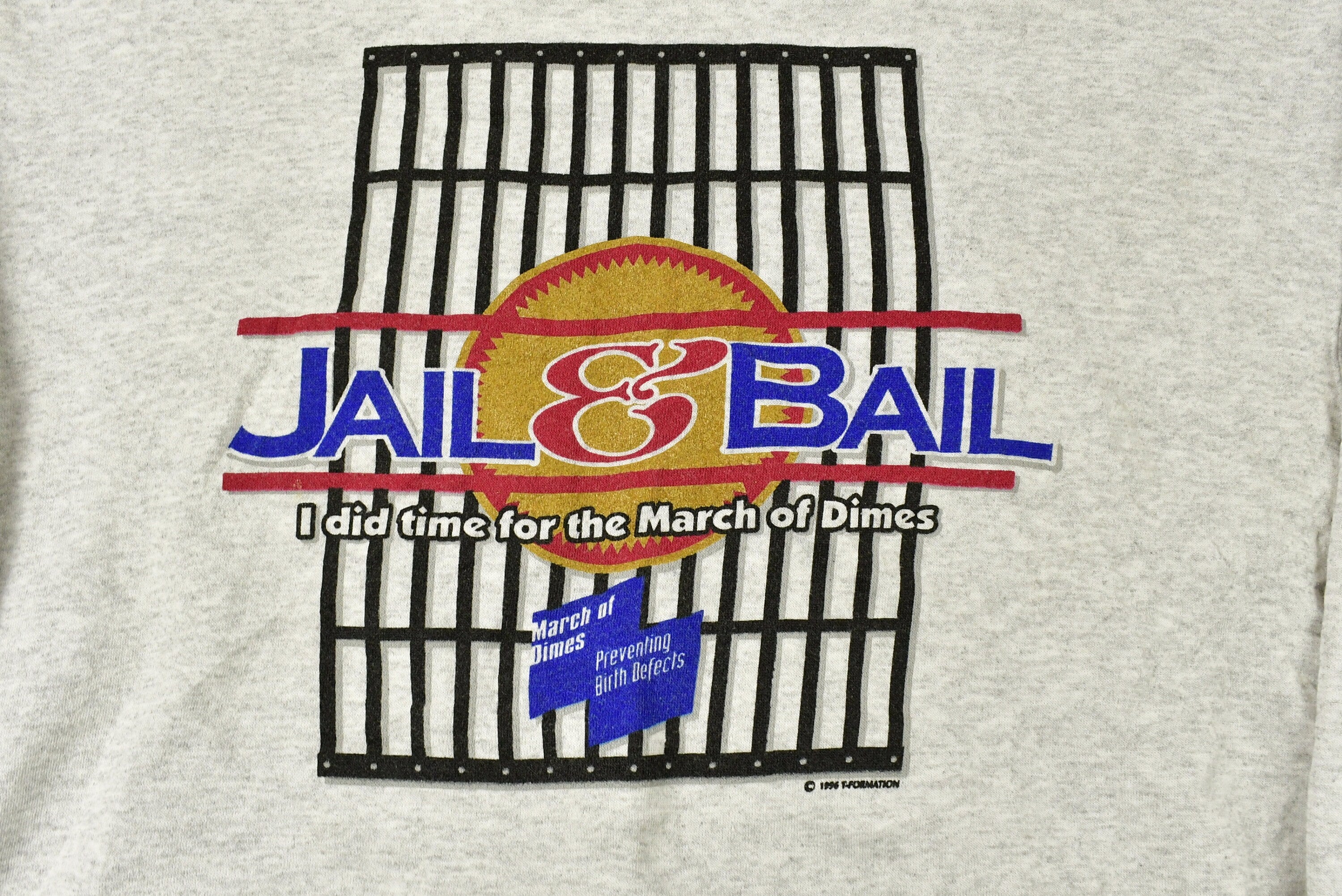 Vintage 1996 Jail & Bail March Of Dimes Crewneck Sweatshirt 90s Crewneck