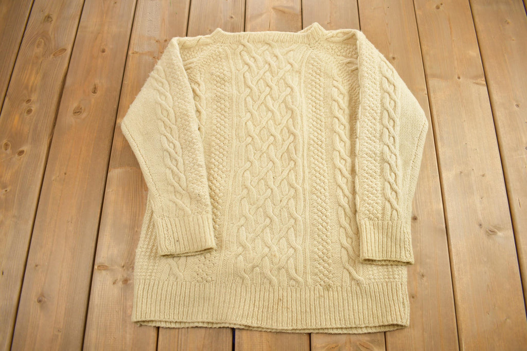 Vintage 1980s Golden Cable Knit Crewneck Sweater