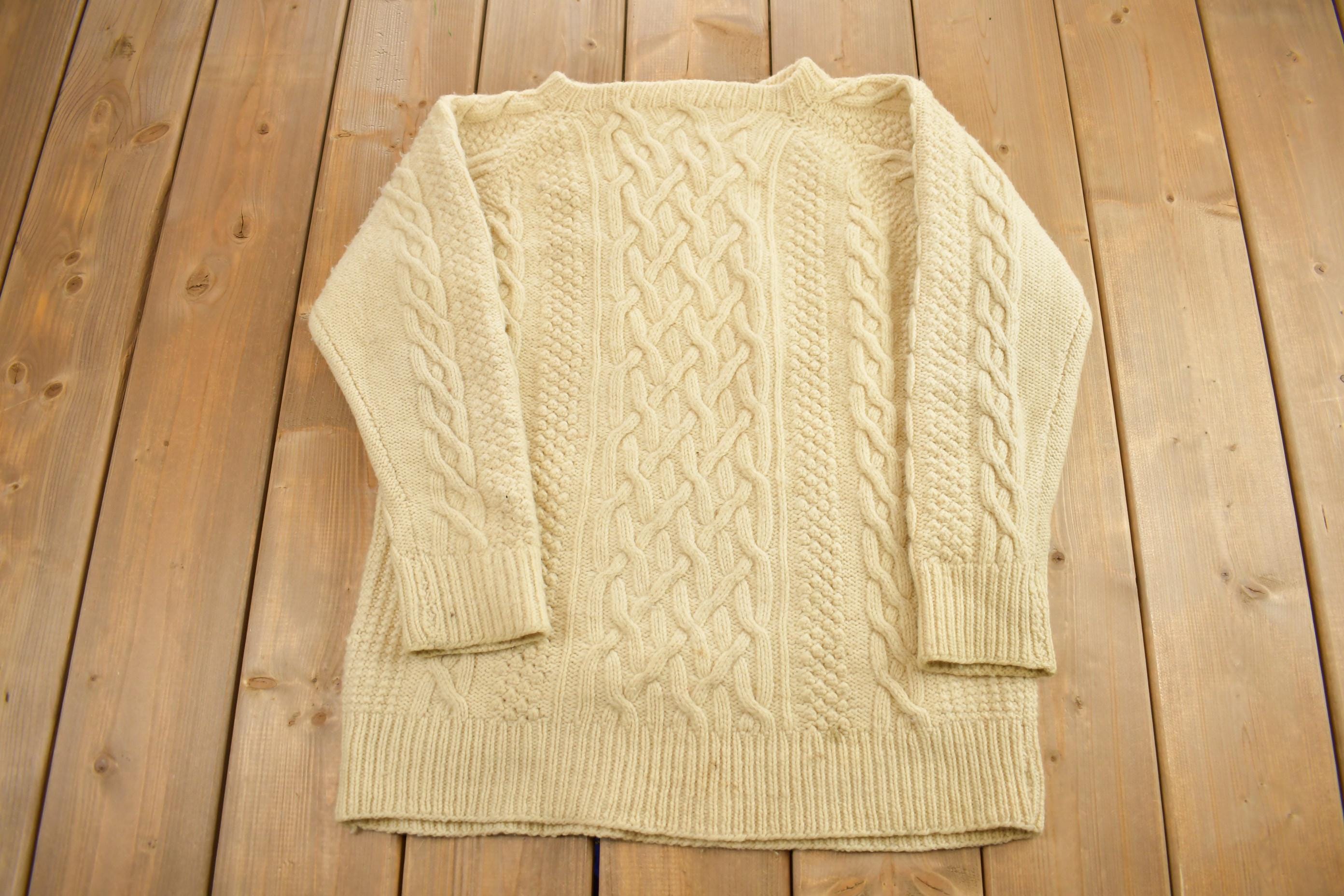 Vintage 1980s Golden Cable Knit Crewneck Sweater