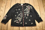 Vintage 1990s Floral Knit Cardigan Button Up Sweater
