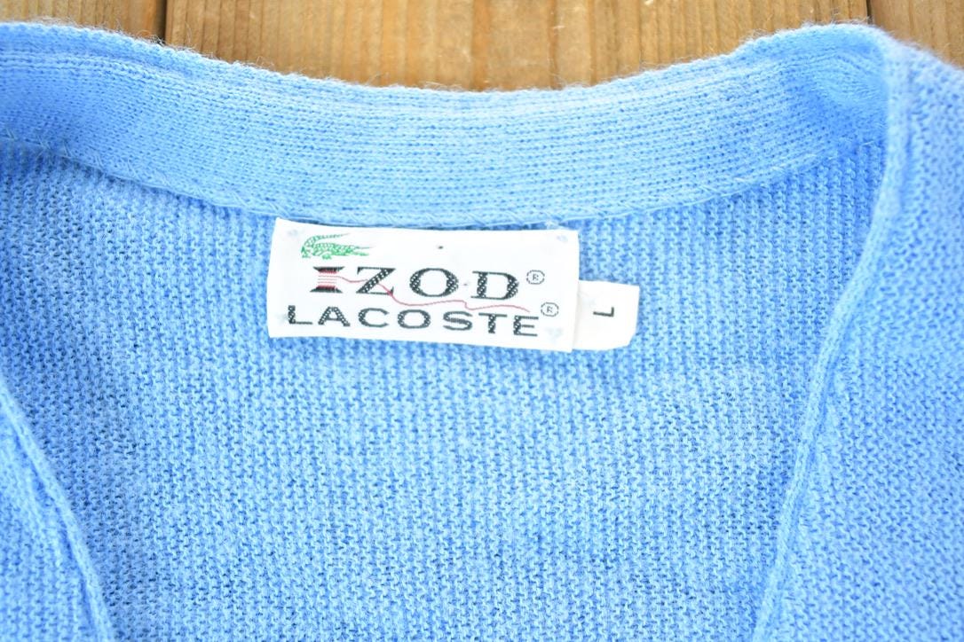 Vintage 1970s Izod Lacoste Knit Cardigan Sweater Men's S