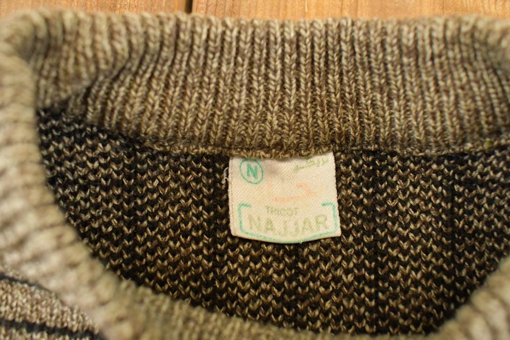 Vintage 1990s Najjar Knit Crewneck Sweater Men's M / 90's Abstract Pattern 3D Knitted Sweatshirt