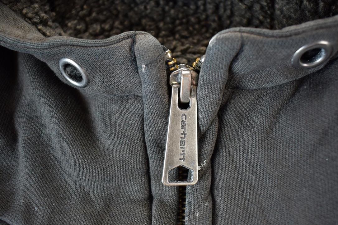 Vintage Distressed Carhartt Full Zip Fleece Lined Hoodie Sweatshirt