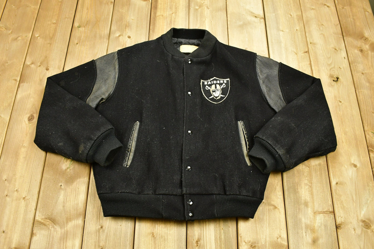 Vintage 1990's Oakland Raiders Leather Letterman Jacket