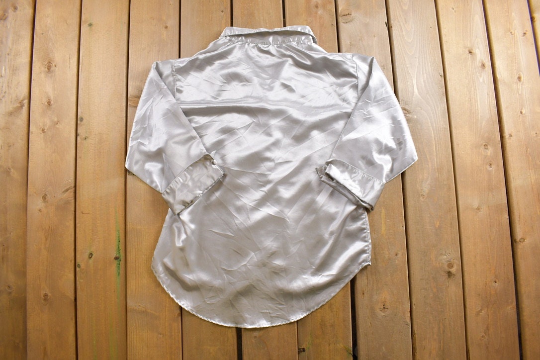 Vintage 1990s Silk Pyjama Button Up Shirt