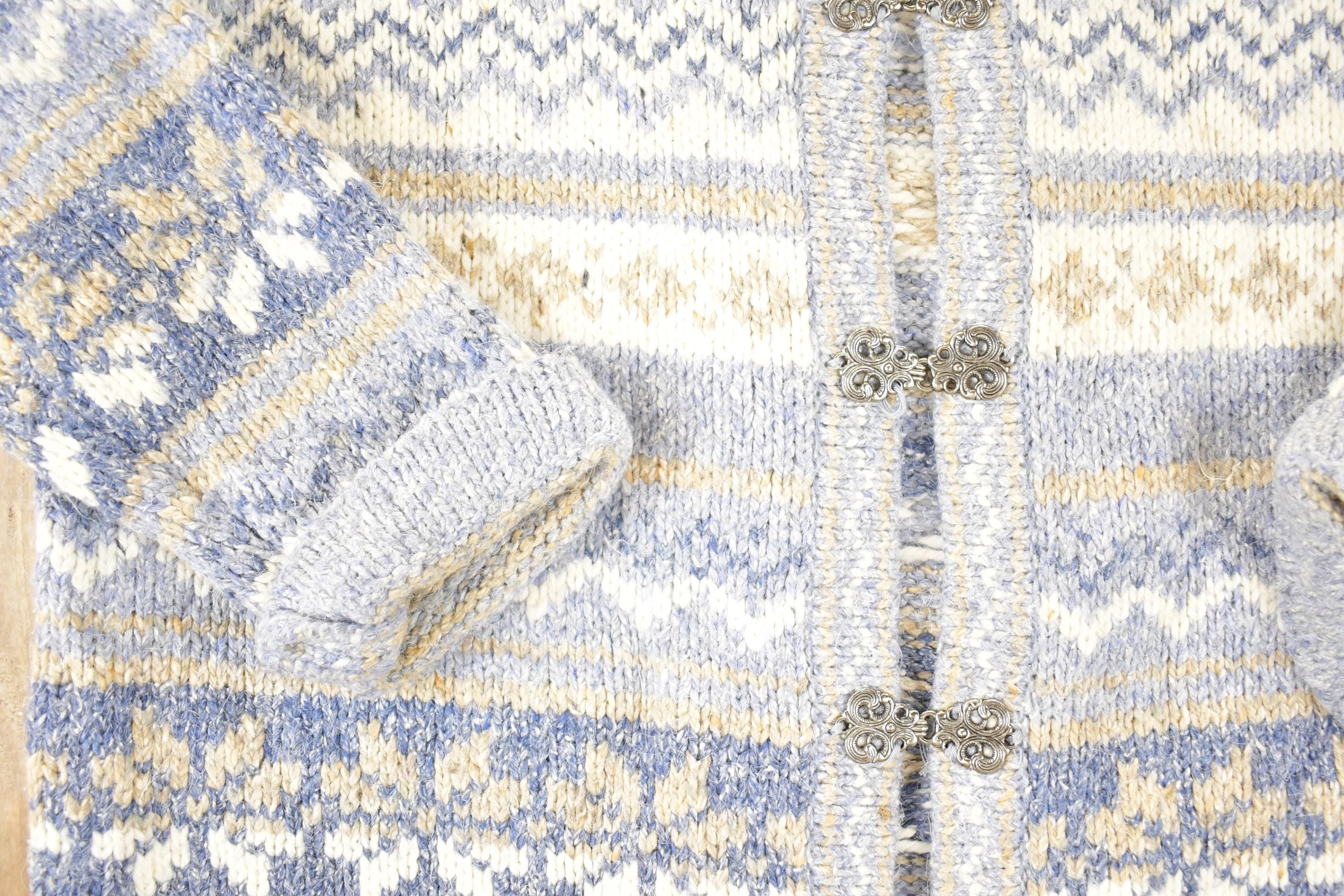 Vintage 1990s Croft & Barrow fair isle metal clasp Knit Cardigan Sweater Women's L