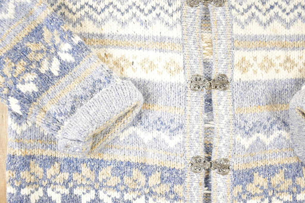 Vintage 1990s Croft & Barrow fair isle metal clasp Knit Cardigan Sweater Women's L