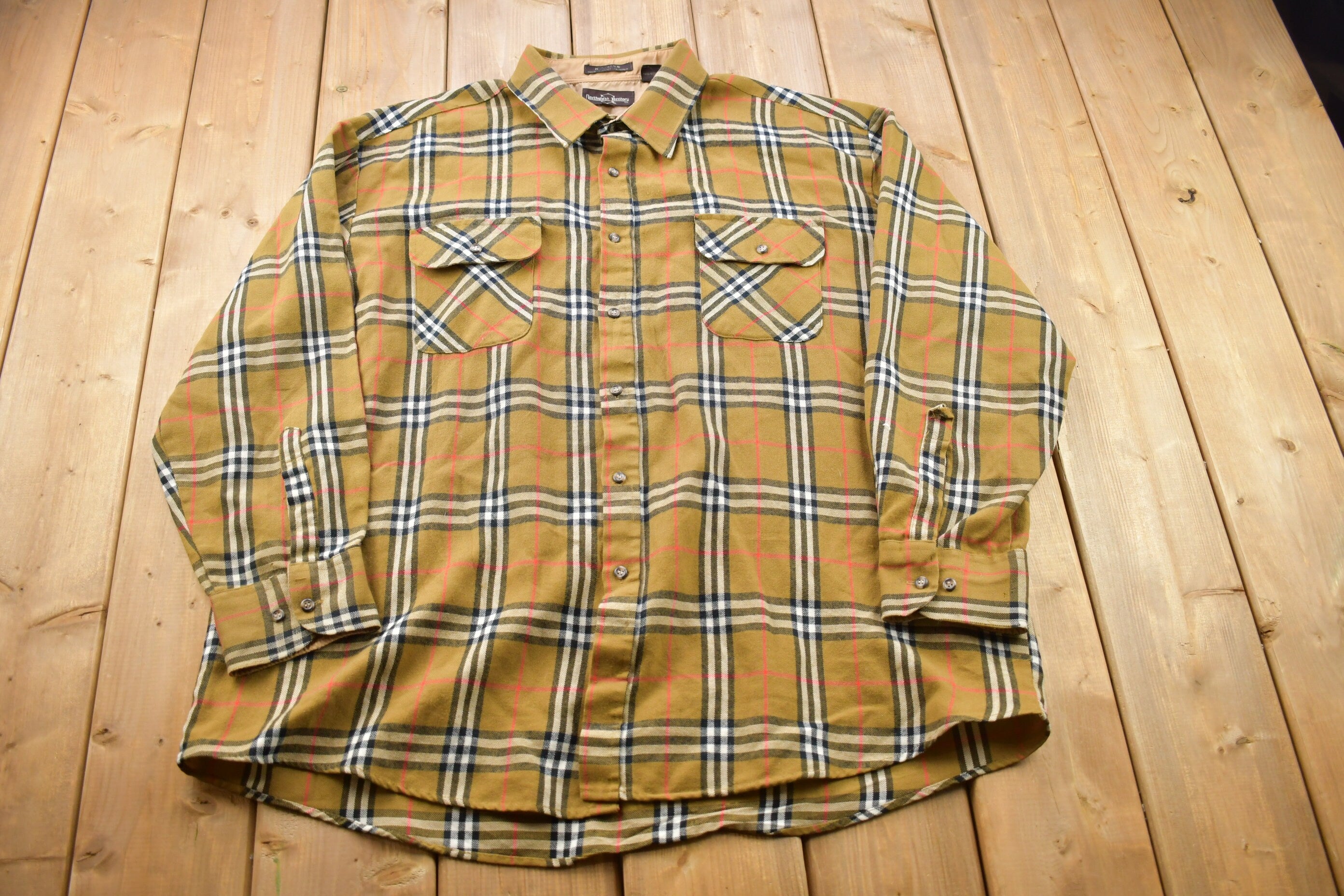 Vintage 1990s Plaid Flannel Button Up Shirt