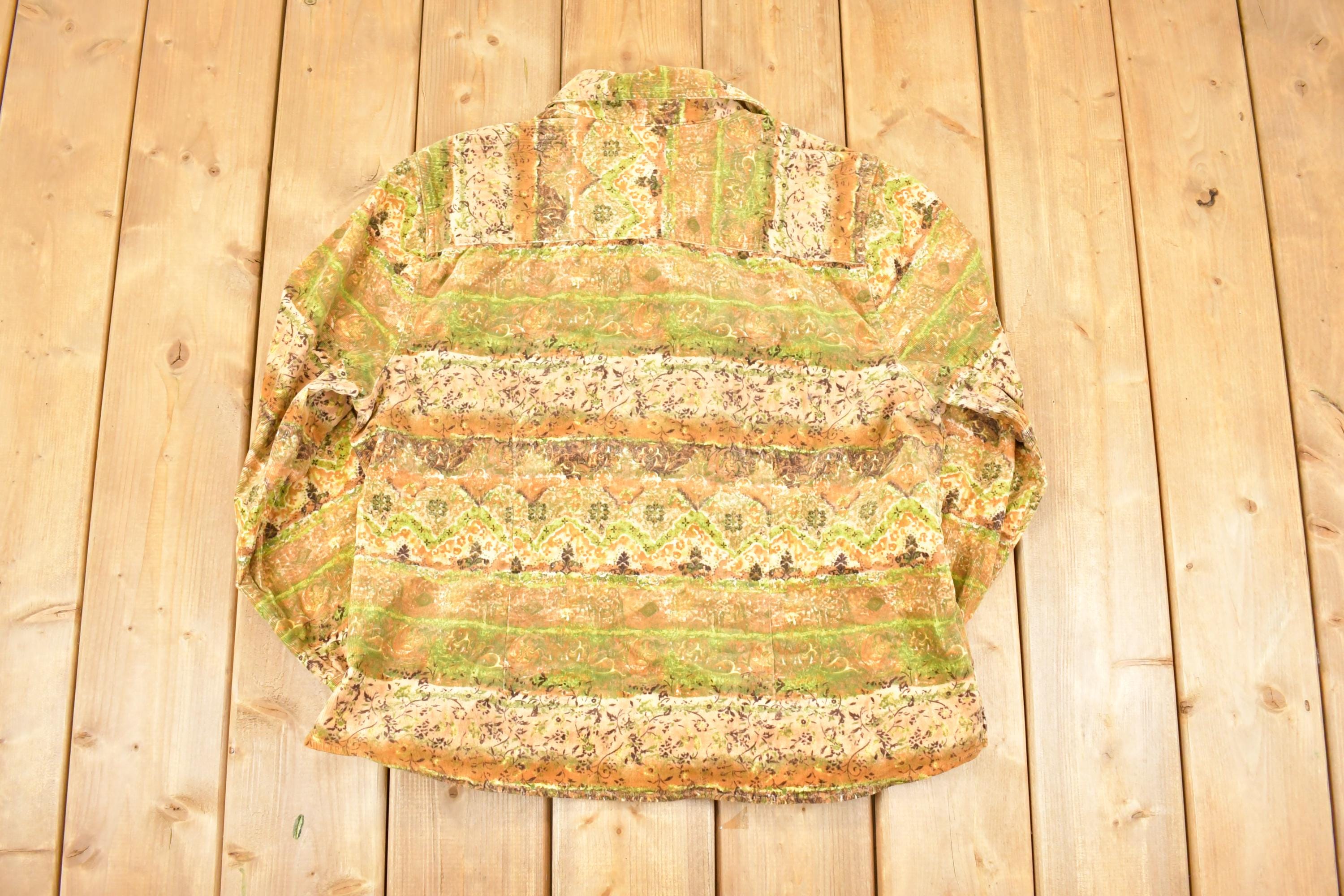 Vintage 1990s Christopher & Banks Abstract Corduroy Button Up Shirt Women's XL