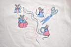 Vintage 1990s Cute Sewing Mouse Crewneck Sweater