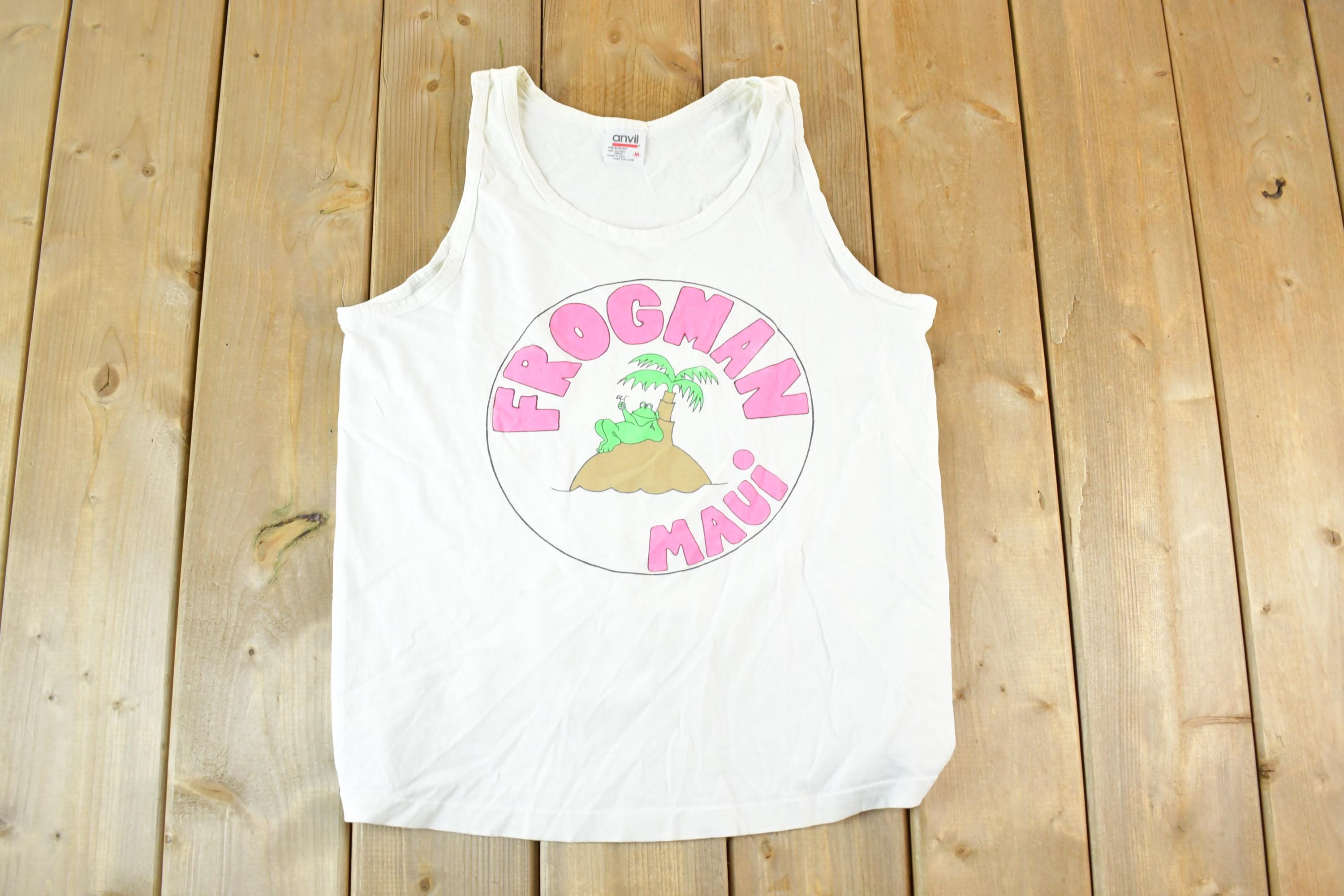 Vintage 1980s Maui Frogman Souvenir Island Tank Top Mens S