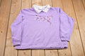 Vintage 1990s Floral Embroidered Collared Sweatshirt