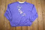 Vintage 1990s Flower Embroidery Cute Grandma Style Crewneck Sweater Made In USA - Large