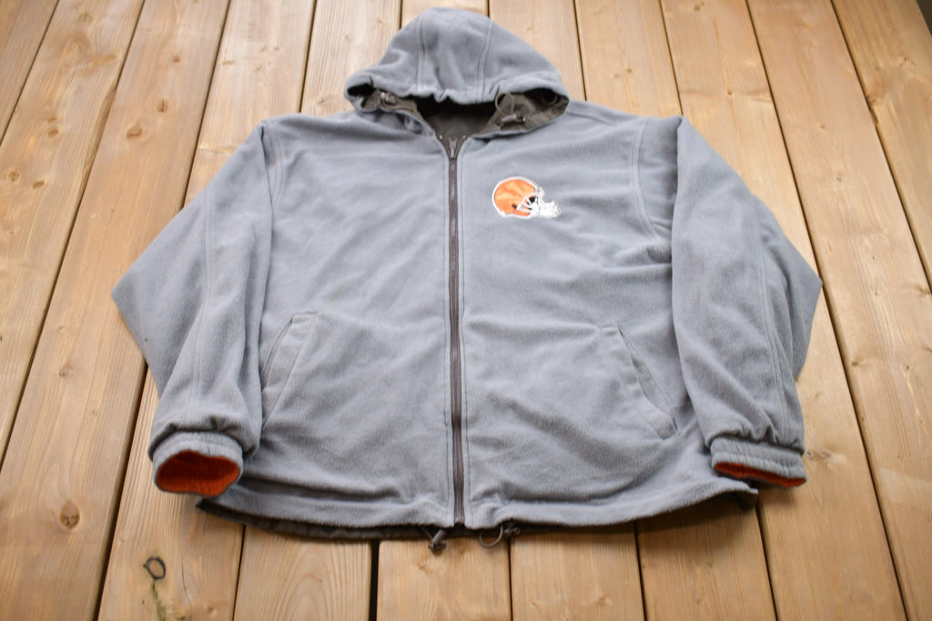 Vintage 1990s Cleveland Browns Reversible Fleece Windbreaker Jacket