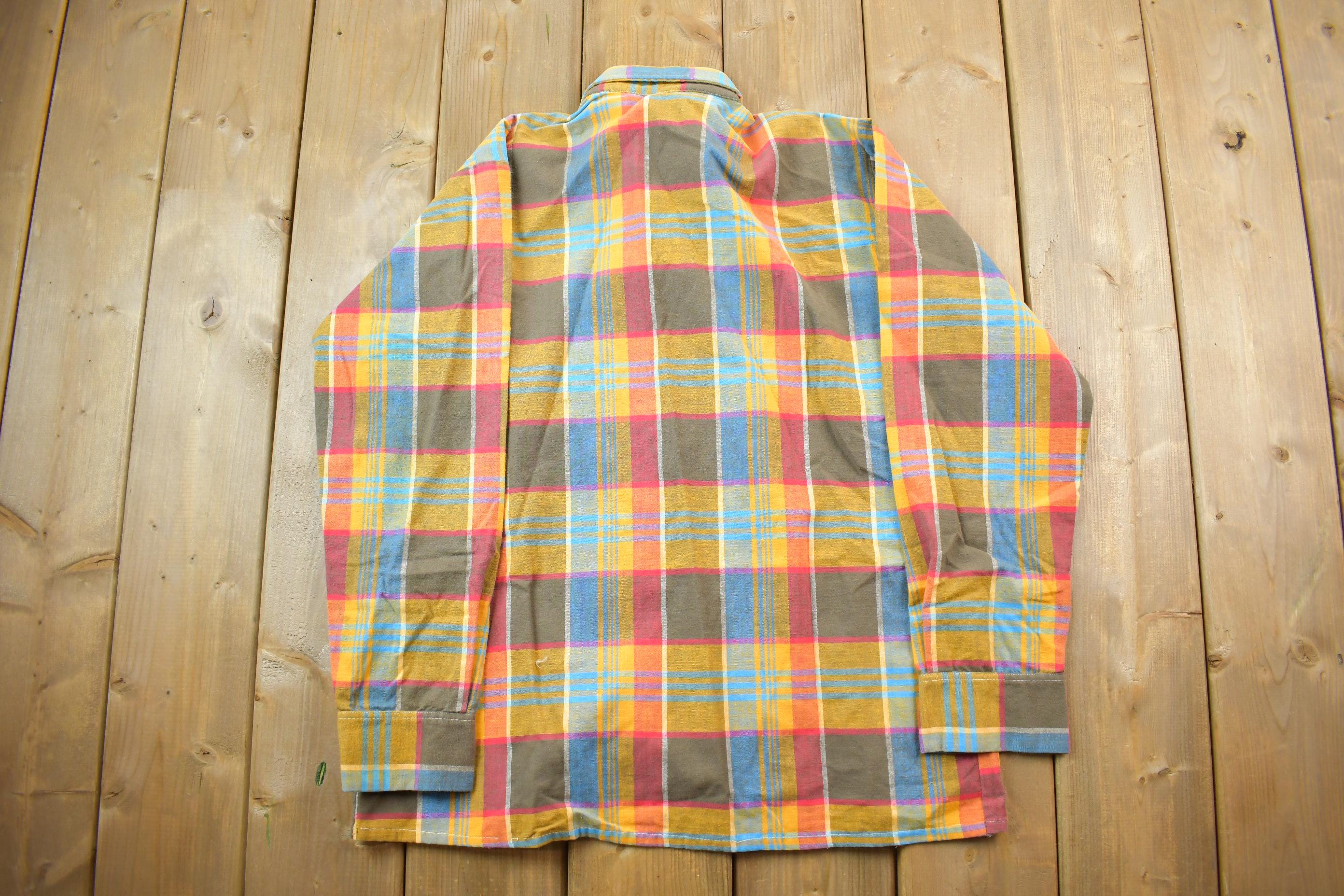 Vintage 1970s Technicolor Plaid Button Up