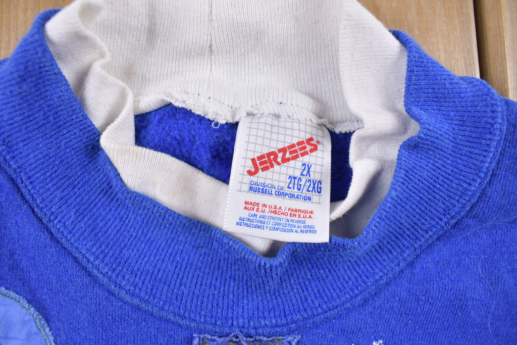 Vintage 1990s Jerzees Christmas Double Collar Crewneck Sweatshirt