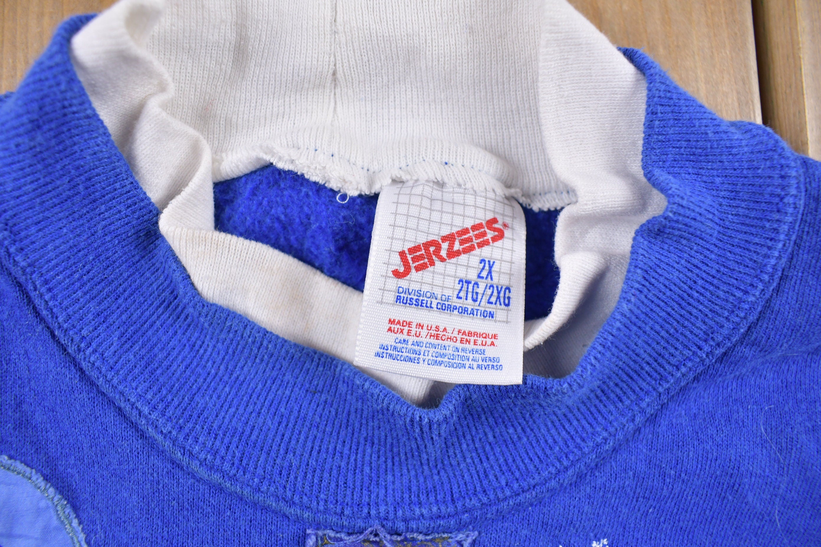 Vintage 1990s Jerzees Christmas Double Collar Crewneck Sweatshirt