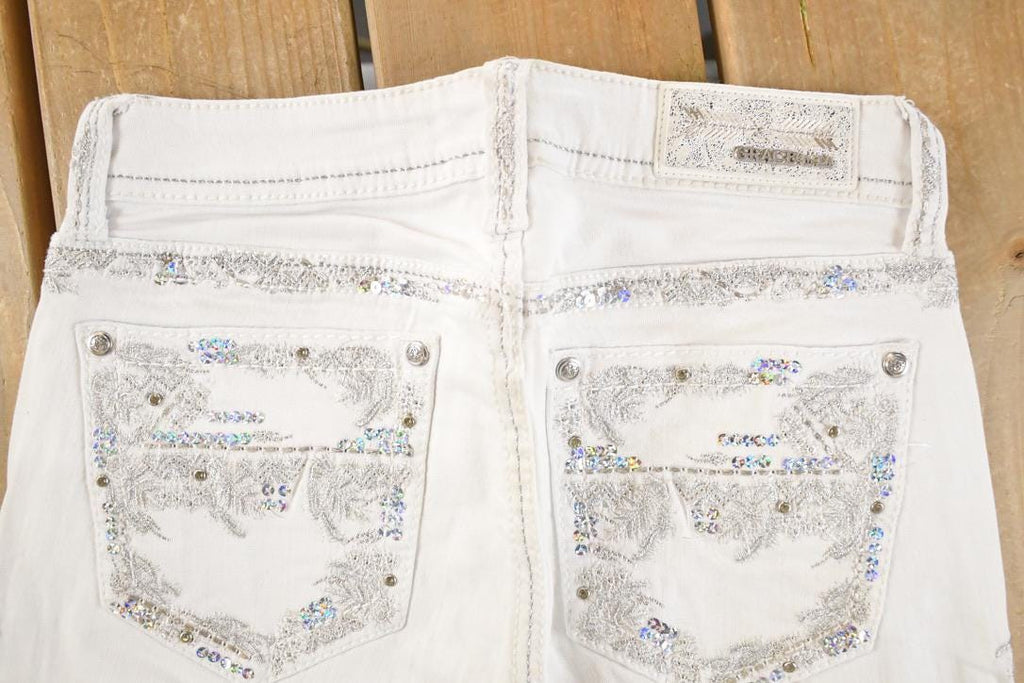 Vintage Deadstock Y2K Grace In LA Bedazzled Bootcut Low Rise Jeans Women's Size 26 x 32